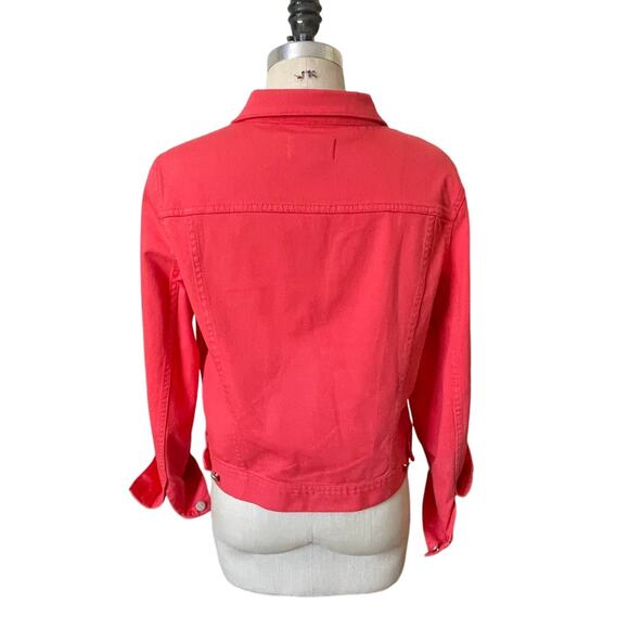HOBBS London Salmon Orange Denim Jacket Size 12 - Picture 2 of 6